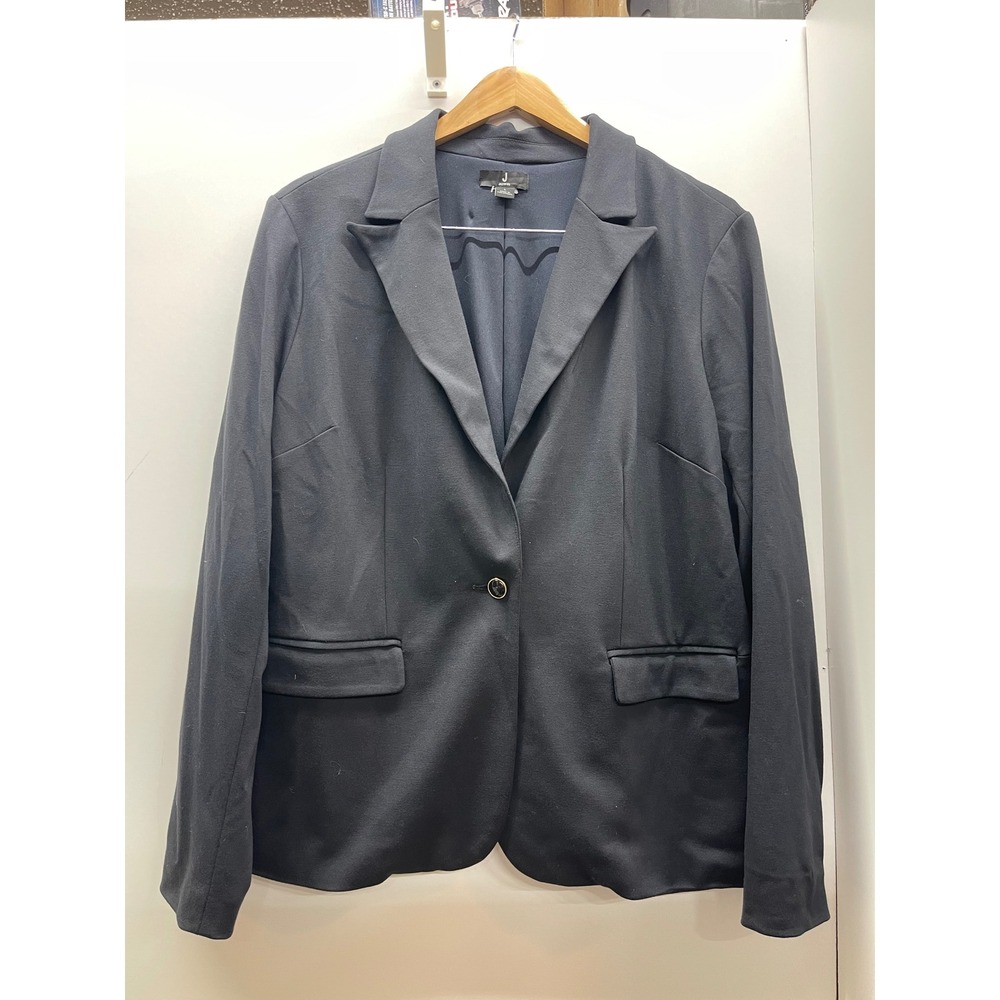 Jason Wu Navy Blue Knit Single Button Blazer Jacket Womens Large Professional